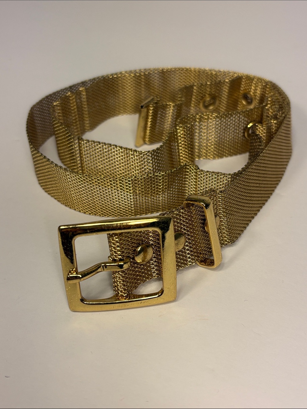 Vintage Gold Tone Adjustable Woven Belt w/ Magnetic End For Extra Closure